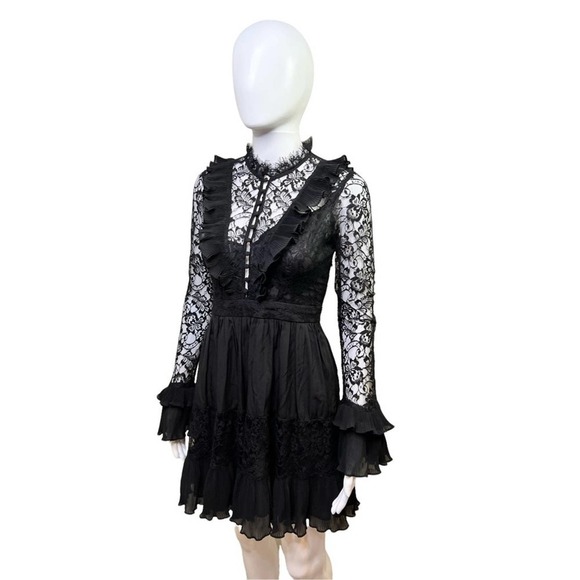 Black Lace Trimmed Dress - Picture 2 of 13